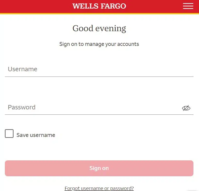 wells fargo bank login