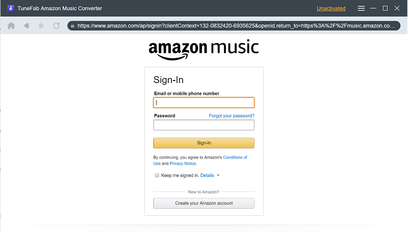 Log in Amazon Music Account