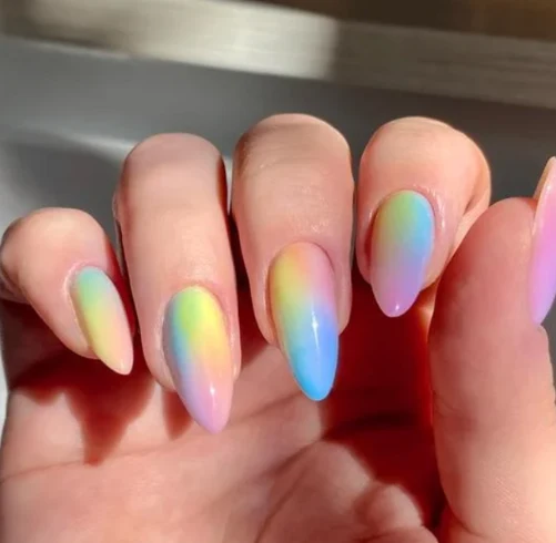 Ombre pastel coffin nails