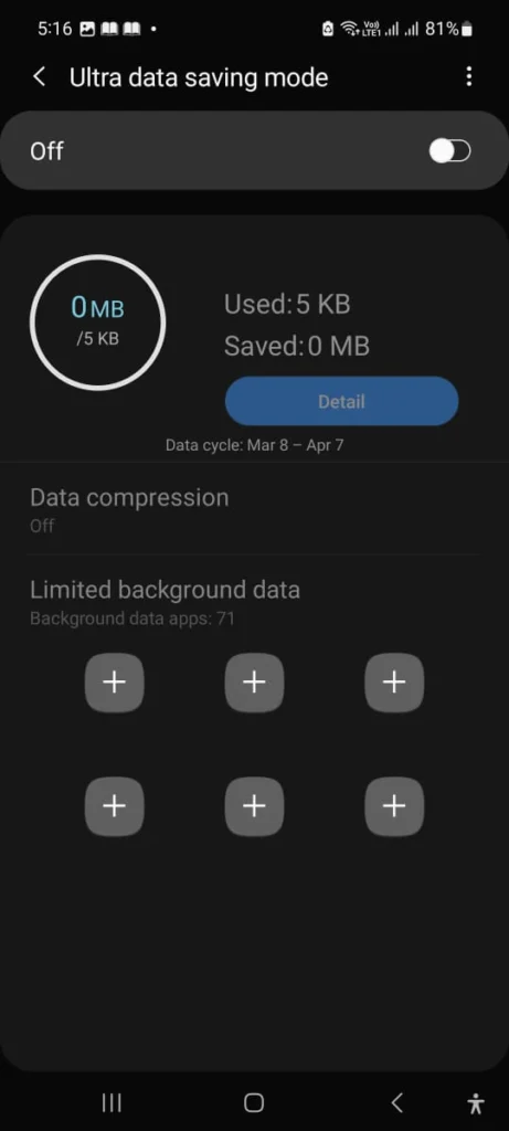 turn off sync and background data usage